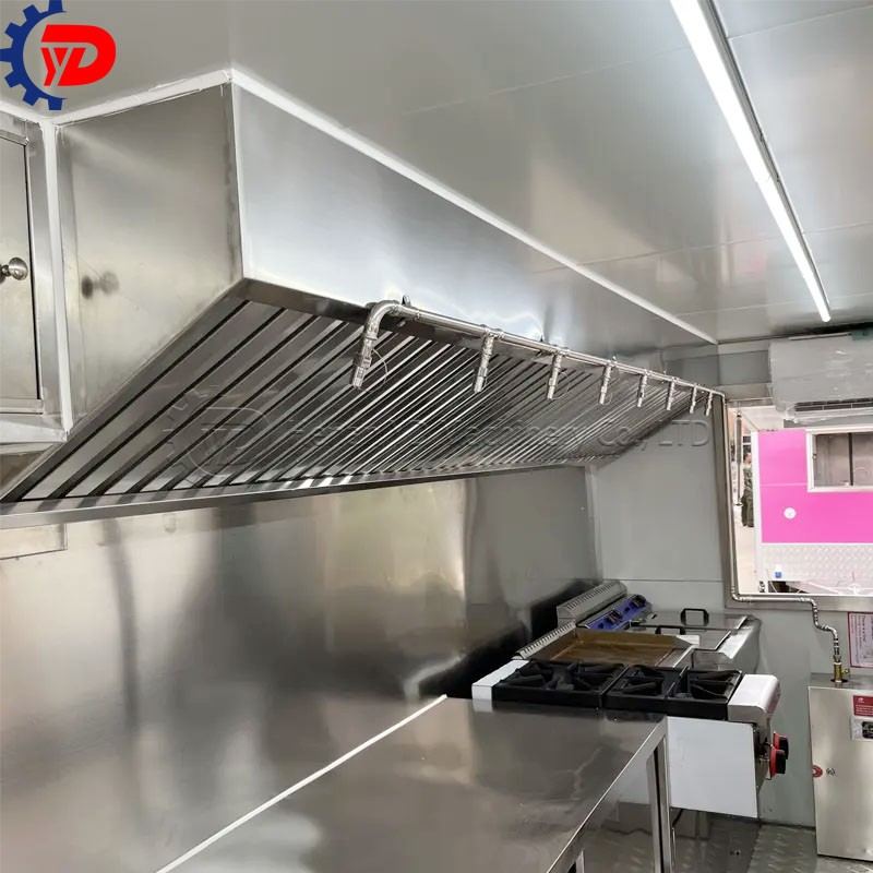 13-foot beige single-window square food truck trailer for sale in New York, USA.