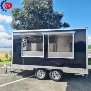 13ft Black Double-Window Multi-Functional BBQ Food Truck for Sale in the USA