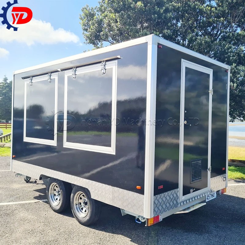13ft Black Double-Window Multi-Functional BBQ Food Truck for Sale in the USA